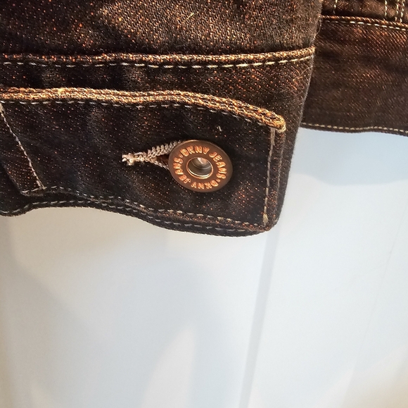 Never Worn! DKNY Bronze Quilted Jean Jacket Front Button With Pockets Medium - Picture 6 of 14